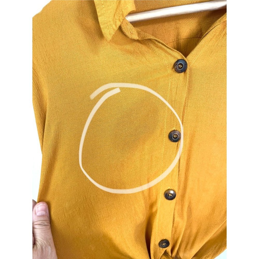 Faithful the Brand cropped tie front‎ blouse sz L mustard - Picture 6 of 8
